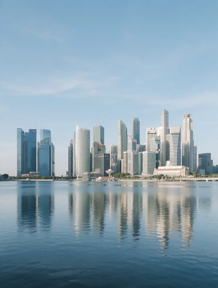 Singapore towers above the marina by day.